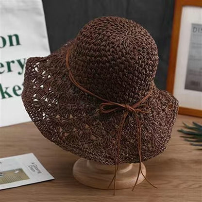 Chapeau en Paille Crocheté à la Main Élégant