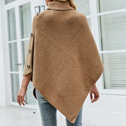 Cape Pull Fendue à Col Roulé Uni – Nouveauté Automne et Hiver