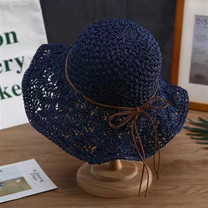 Chapeau en Paille Crocheté à la Main Élégant