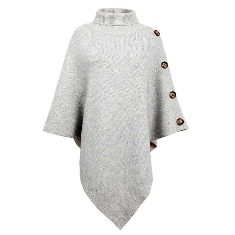 Cape Pull Fendue à Col Roulé Uni – Nouveauté Automne et Hiver