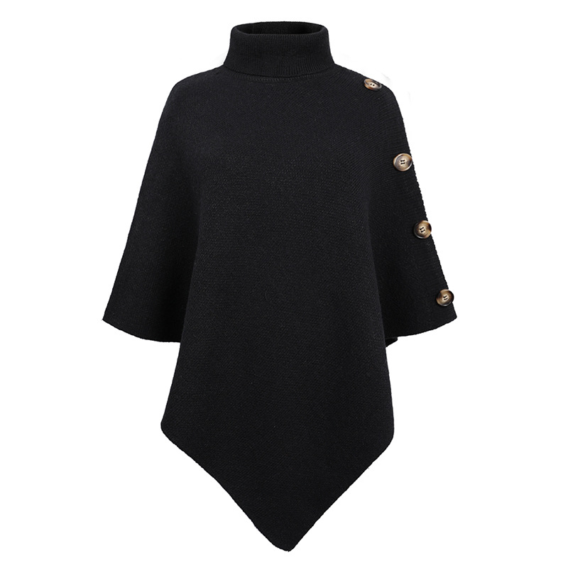 Cape Pull Fendue à Col Roulé Uni – Nouveauté Automne et Hiver