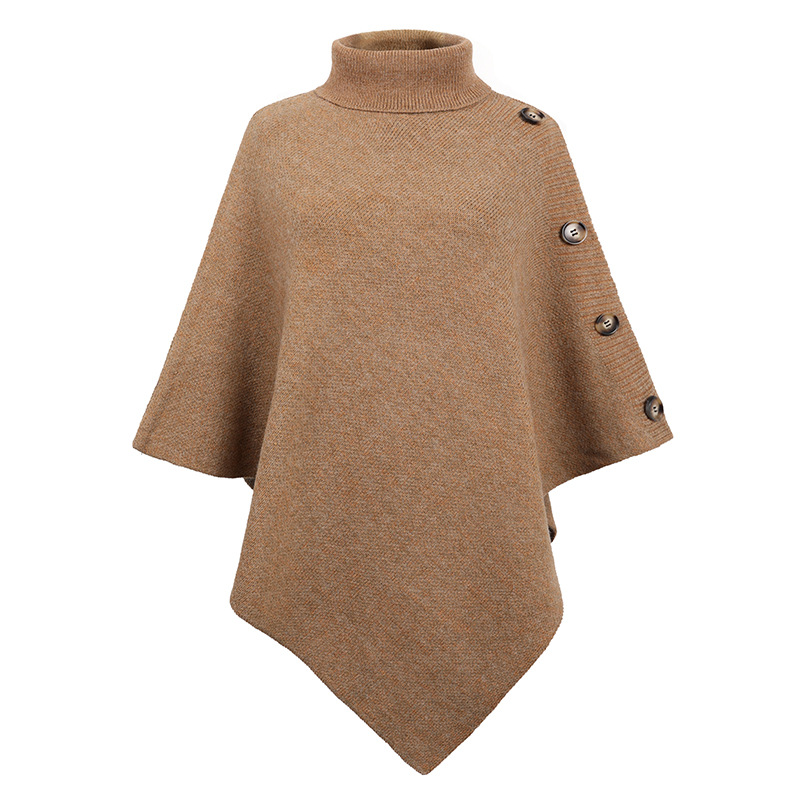 Cape Pull Fendue à Col Roulé Uni – Nouveauté Automne et Hiver