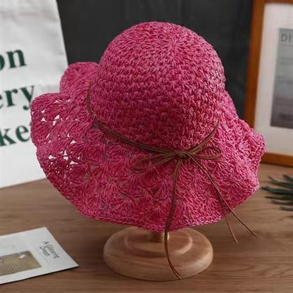 Chapeau en Paille Crocheté à la Main Élégant