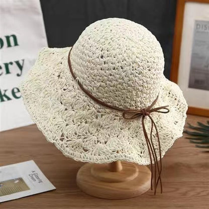 Chapeau en Paille Crocheté à la Main Élégant