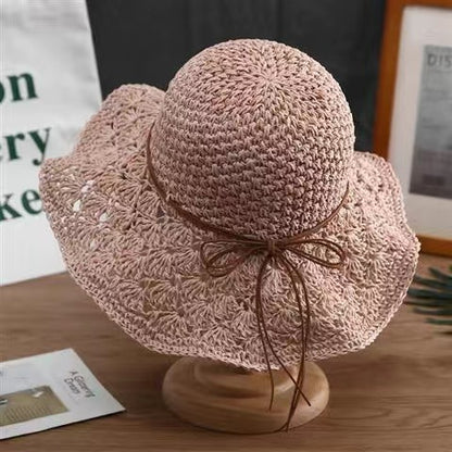 Chapeau en Paille Crocheté à la Main Élégant