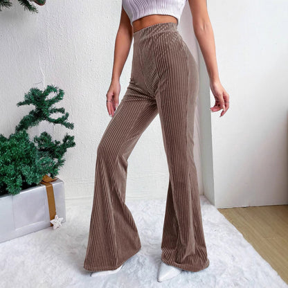 Pantalon Évasé en Velours Côtelé